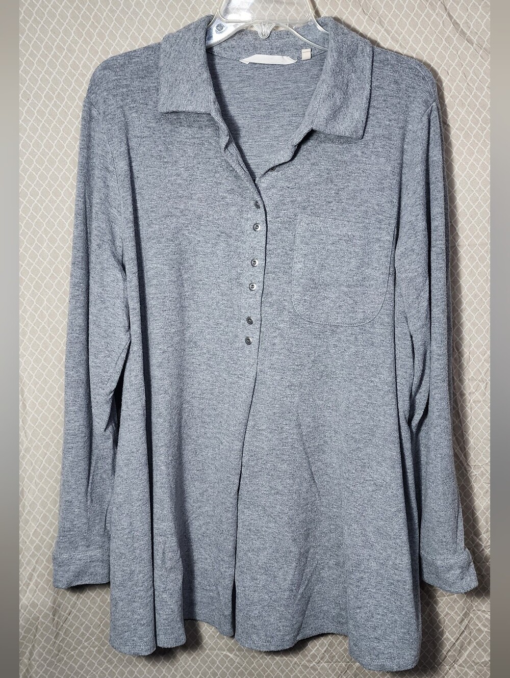 Soft Surroundings Cozy Gray Adjustable Sleeve Shirt Women's 2xl Used